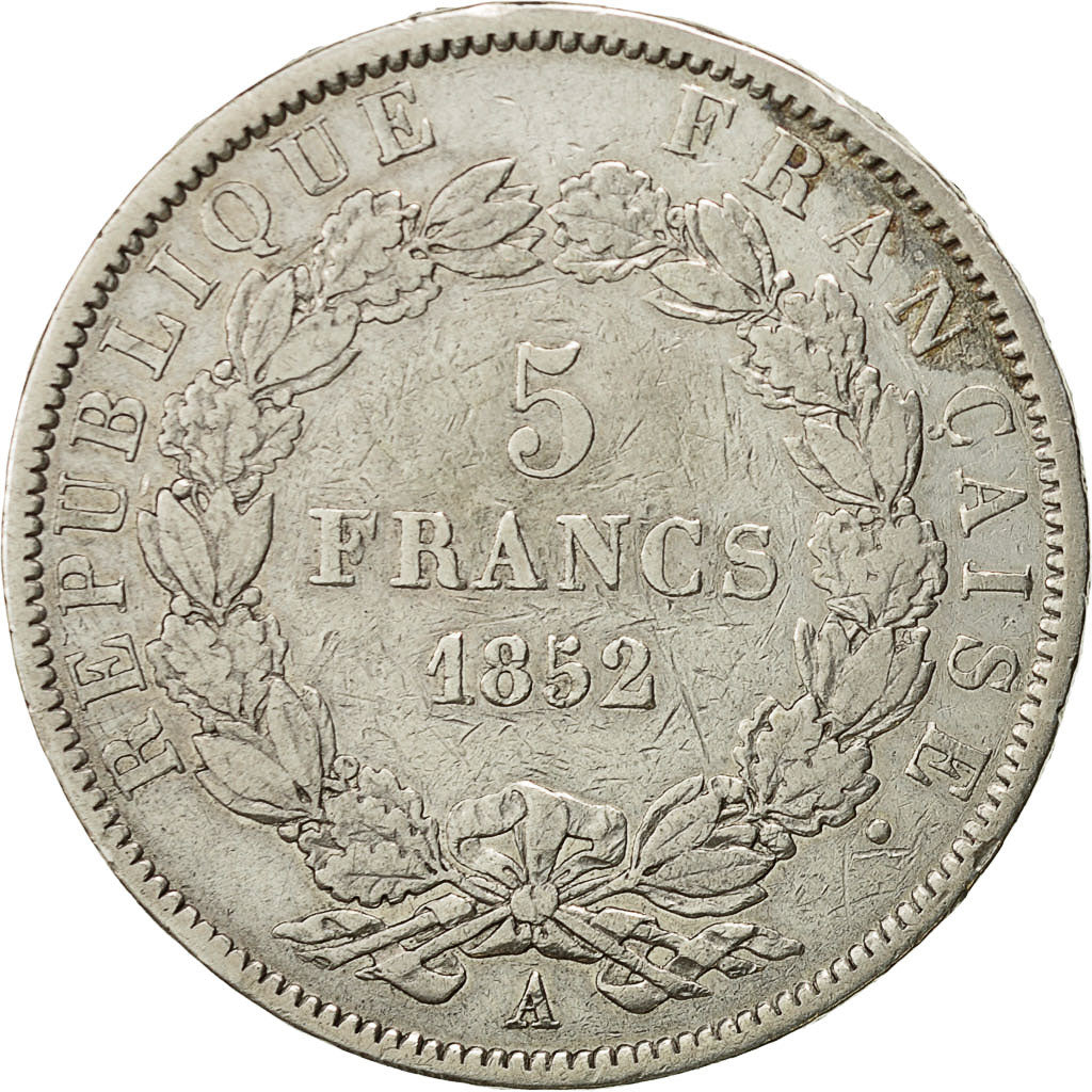 Coin, France, Napoléon III, 5 Francs, 1852, Paris, VF(20-25), Silver, KM:773.1