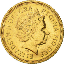 Great Britain, Elizabeth II, 1/2 Sovereign, 2000, AU(55-58), Gold, KM:1001