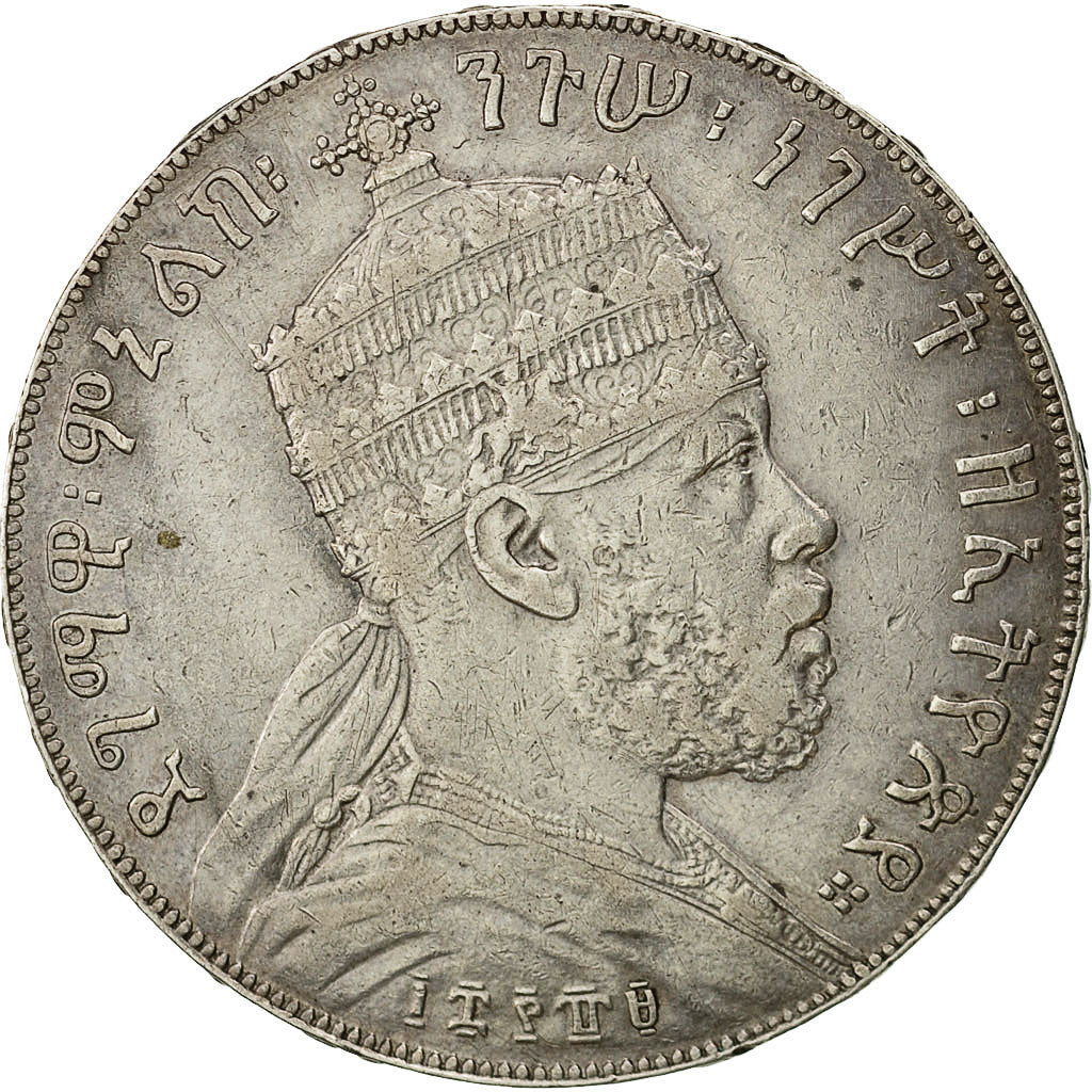 Ethiopia, Menelik II, Birr, 1889 (1897), Paris, EF(40-45), Silver, KM:5