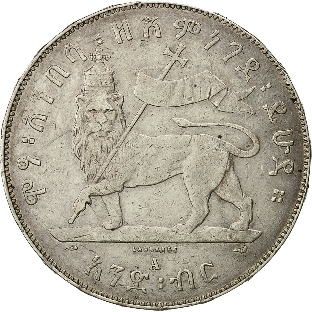 Ethiopia, Menelik II, Birr, 1889 (1897), Paris, EF(40-45), Silver, KM:5