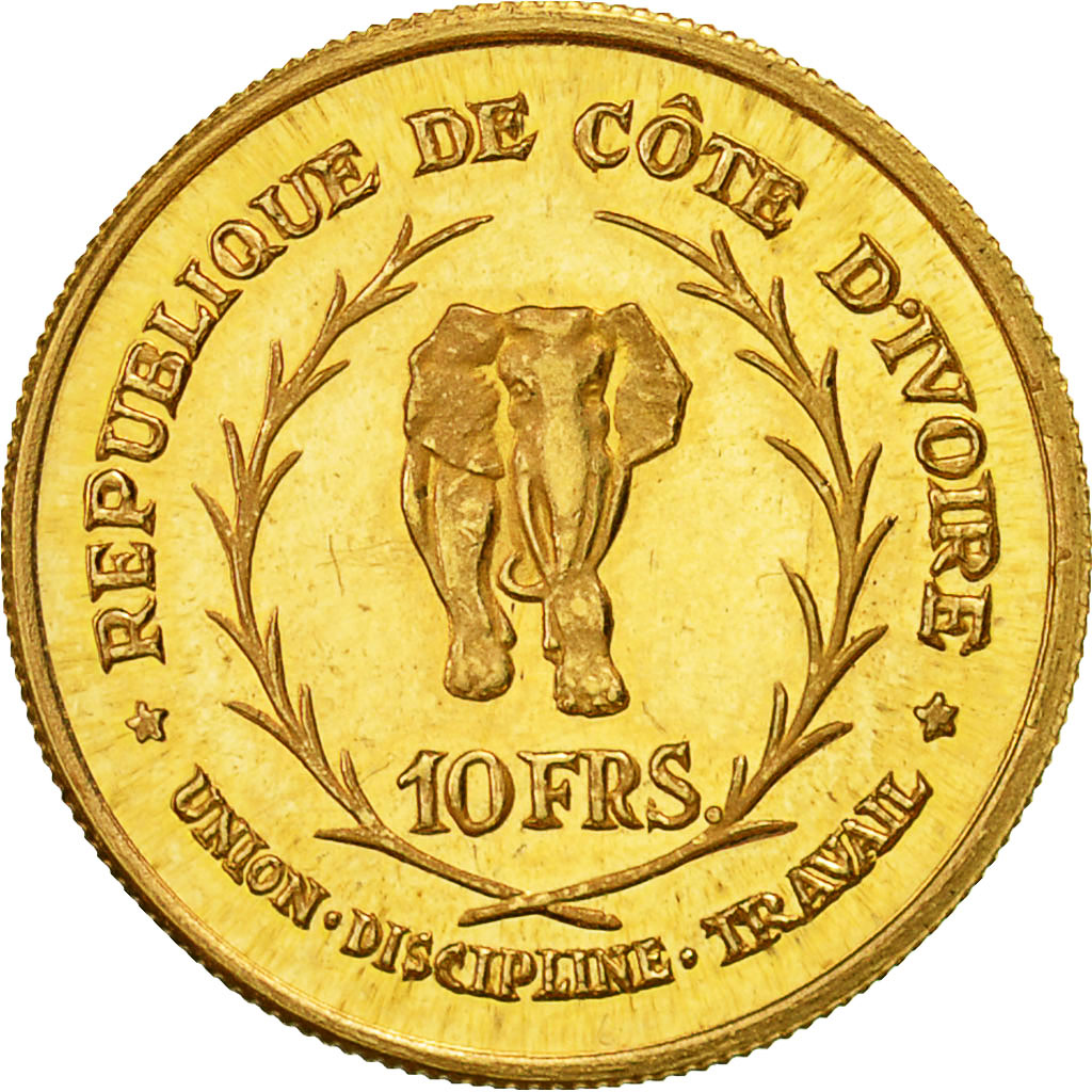 Monnaie, Ivory Coast, Félix Houphouët-Boigny, 10 Francs, 1966, SPL, Or, KM:2
