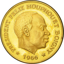 Coin, Ivory Coast, Félix Houphouët-Boigny, 100 Francs, 1966, MS(63), Gold