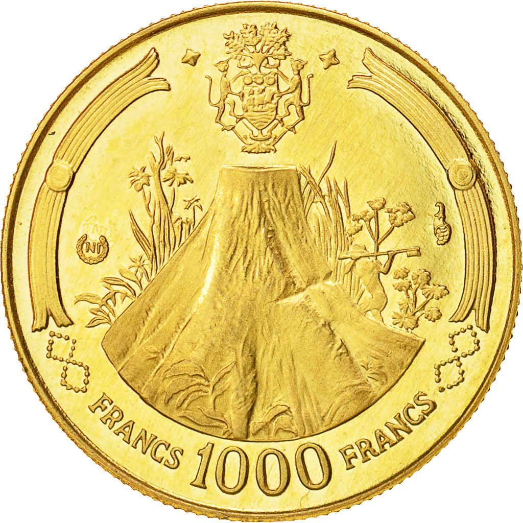 Gabón, Albert Bernard Bongo, 1000 Francs, 1969, SC, Oro, KM:6