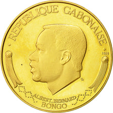 Munten, Gabon, Albert Bernard Bongo, 5000 Francs, 1969, UNC-, Goud, KM:8