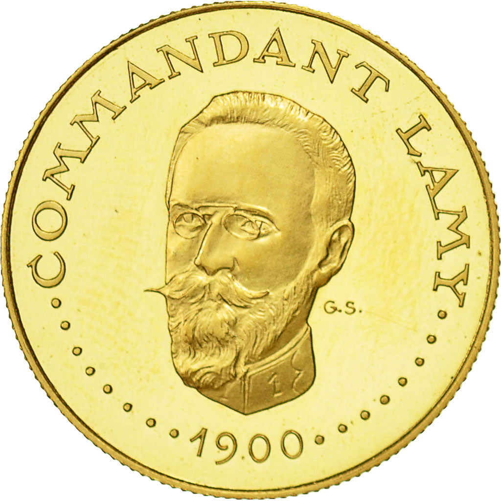 Coin, Chad, Lamy, 1000 Francs, Undated (1970), Paris, MS(63), Gold, KM:8