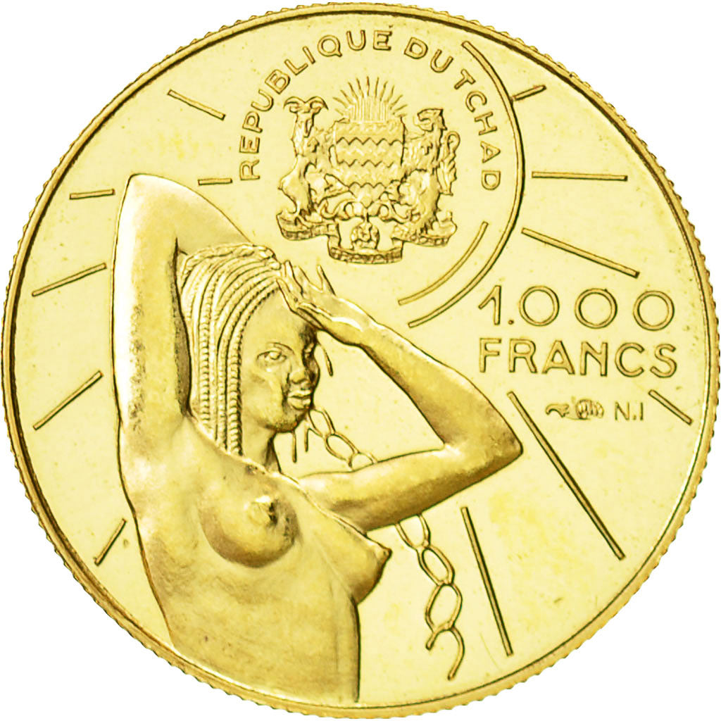 Coin, Chad, Lamy, 1000 Francs, Undated (1970), Paris, MS(63), Gold, KM:8