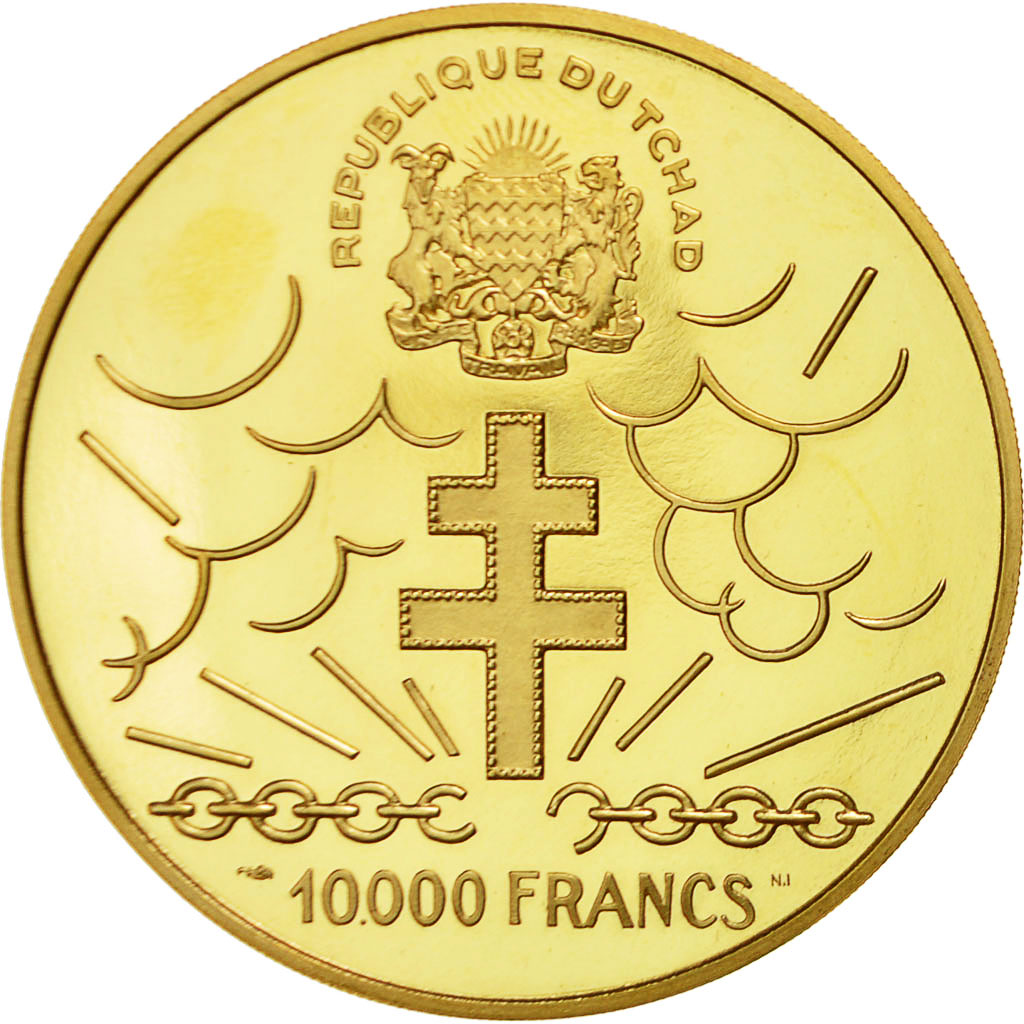 Coin, Chad, Général De Gaulle, 10000 Francs, Undated (1970), Paris, MS(63)