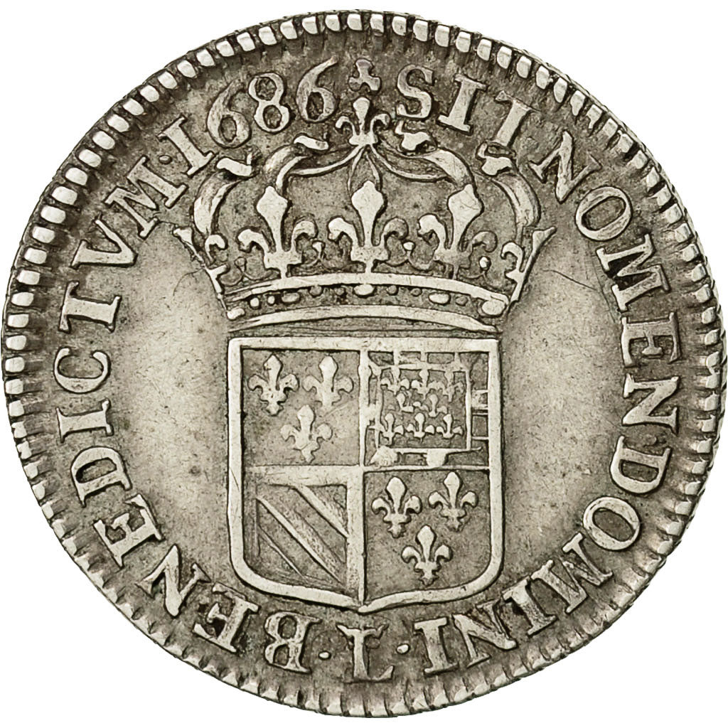 Munten, Frankrijk, Louis XIV, 1/16 Écu de Flandre, 1/16 Ecu, 1686, Lille, ZF