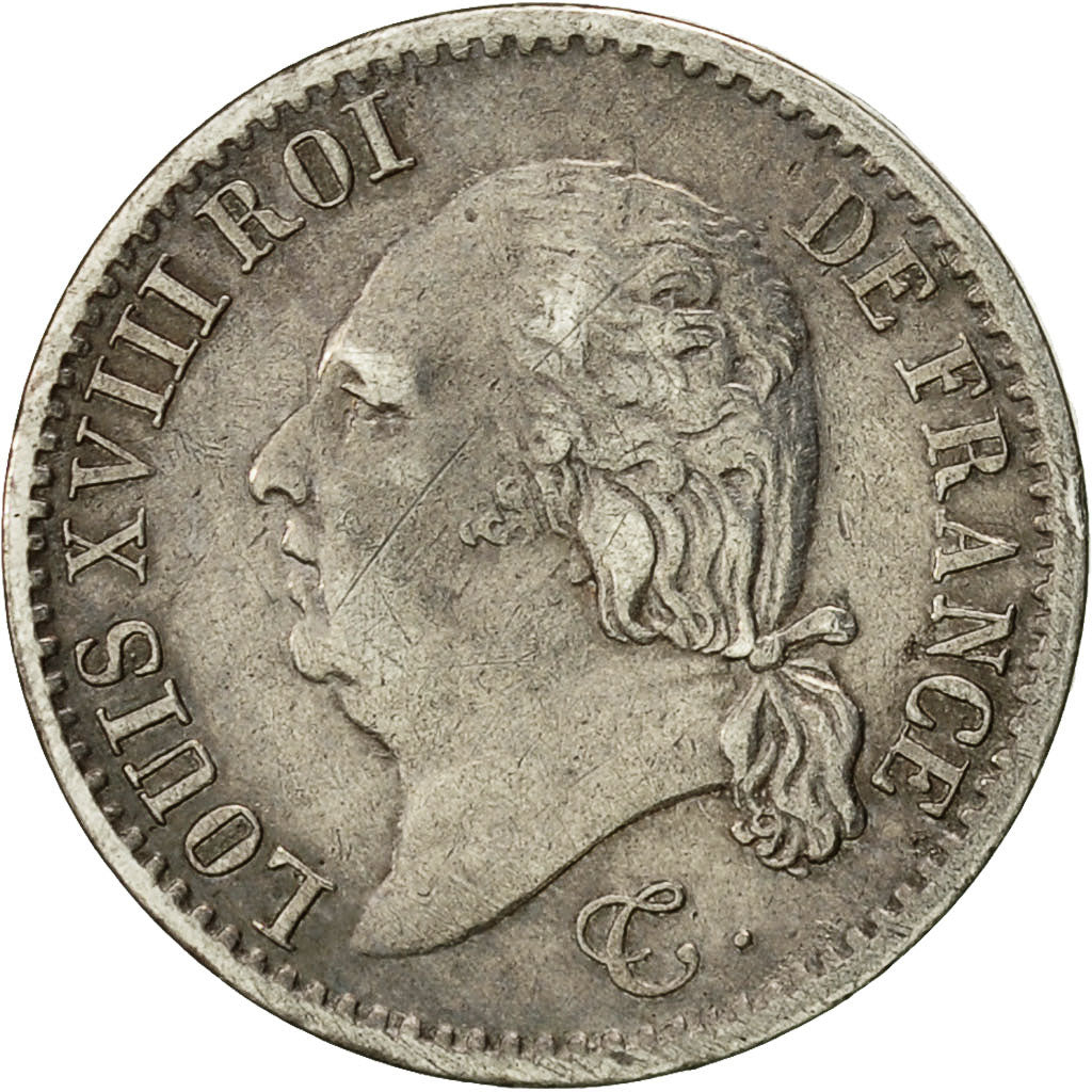 Munten, Frankrijk, Louis XVIII, Louis XVIII, 1/4 Franc, 1823, Lille, ZF, Zilver