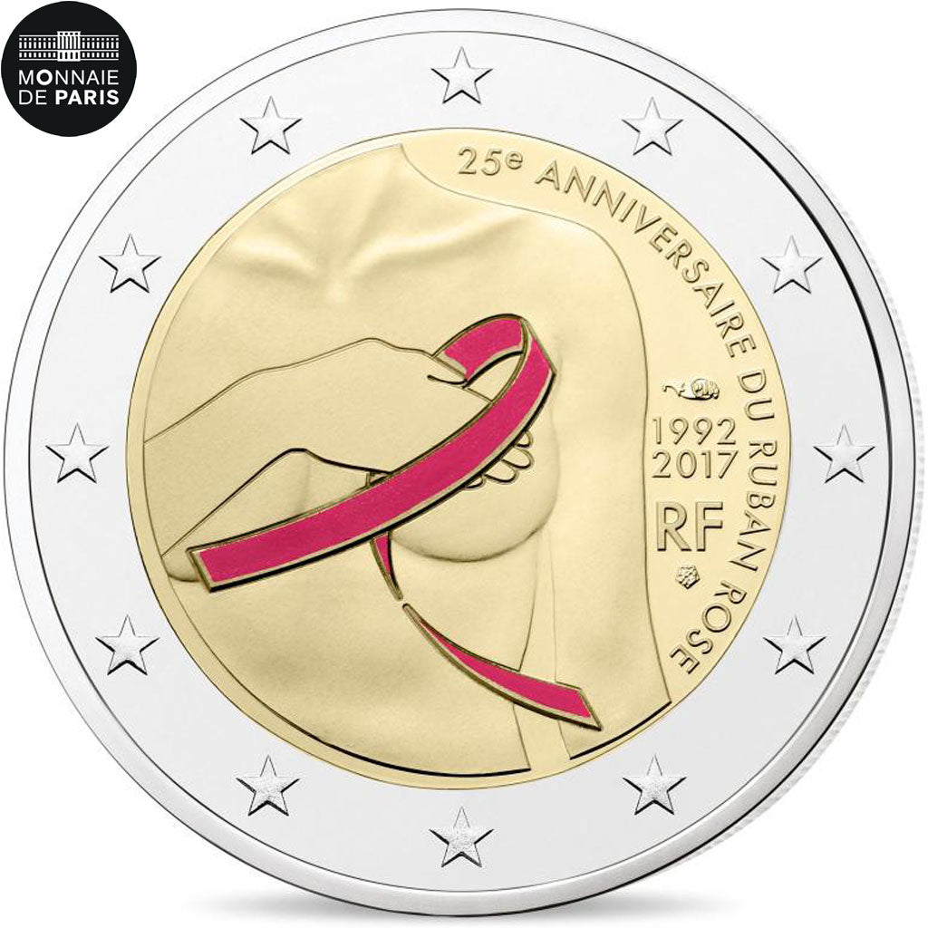 Coin, France, Monnaie de Paris, 2 Euro, Cancer du Sein, 2017, MS(65-70)
