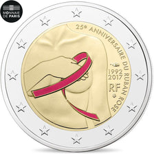 Munten, Frankrijk, Parijse munten, 2 Euro, Cancer du Sein, 2017, FDC, Bimetallic