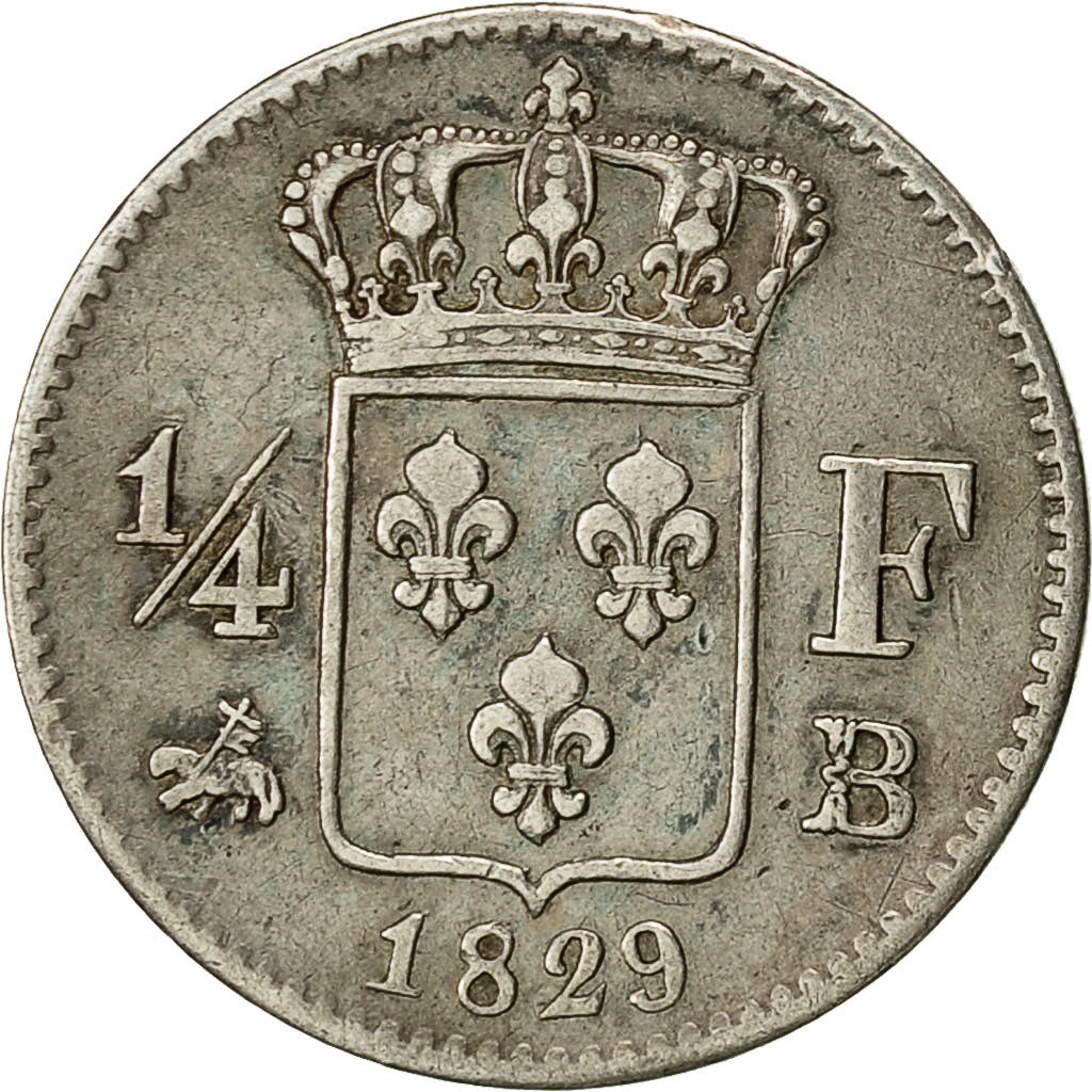 Moneta, Francja, Charles X, 1/4 Franc, 1829, Rouen, AU(50-53), Srebro, KM:722.2