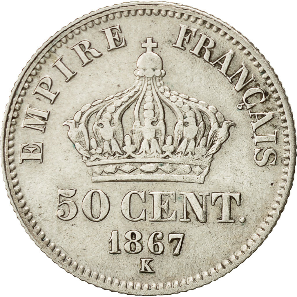 Coin, France, Napoleon III, Napoléon III, 50 Centimes, 1867, Bordeaux