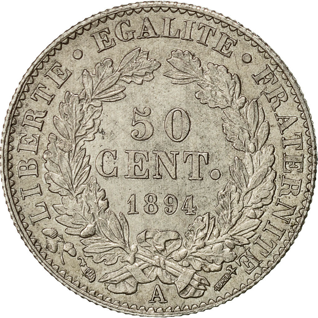 Coin, France, Cérès, 50 Centimes, 1894, Paris, AU(55-58), Silver, KM:834.1