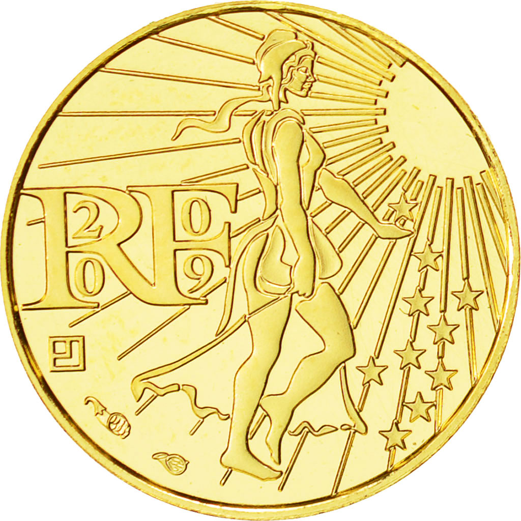 France, Semeuse, 100 Euro, 2009, MS(63), Gold, KM:1536