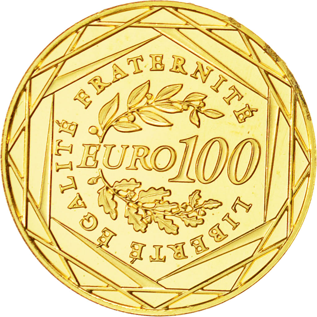 France, Semeuse, 100 Euro, 2009, MS(63), Gold, KM:1536