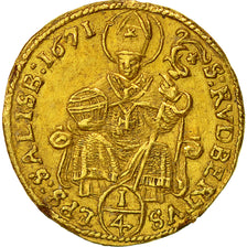 Münze, AUSTRIAN STATES, SALZBURG, Maximilian Gandolph, 1/4 Ducat, 1671, SS