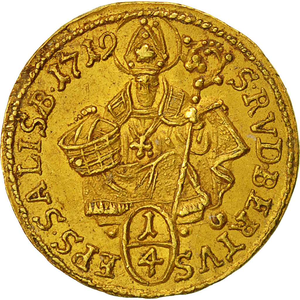 Monnaie, AUSTRIAN STATES, SALZBURG, Franz Anton, 1/4 Ducat, 1719, TTB+, Or