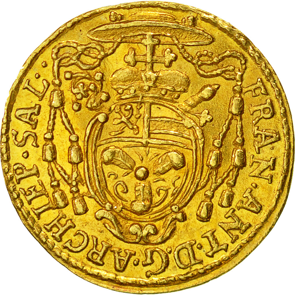 Coin, AUSTRIAN STATES, SALZBURG, Franz Anton, 1/4 Ducat, 1719, AU(55-58), Gold