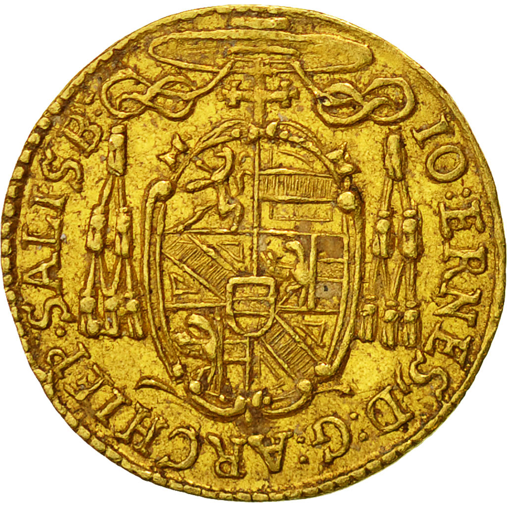 Moneda, ESTADOS AUSTRIACOS, SALZBURG, Johann Ernst, 1/4 Ducat, 1707, MBC+, Oro