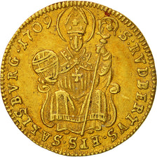 Coin, AUSTRIAN STATES, SALZBURG, Franz Anton, 1/2 Ducat, 1709, AU(50-53), Gold