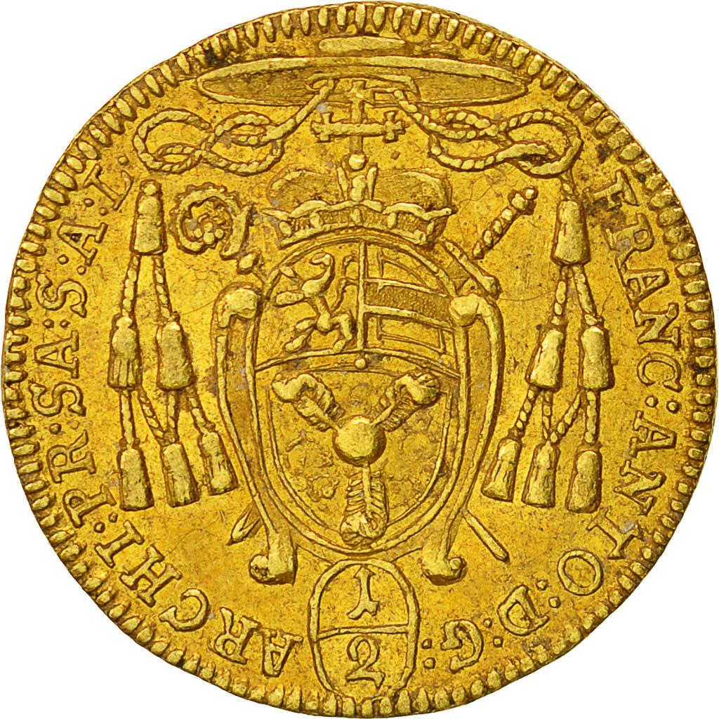 Coin, AUSTRIAN STATES, SALZBURG, Franz Anton, 1/2 Ducat, 1709, AU(50-53), Gold