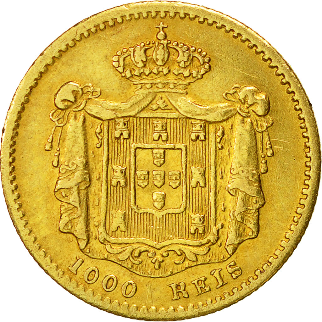Munten, Portugal, Pedro V, 1000 Reis, 1855, Lisbon, PR, Goud, KM:495