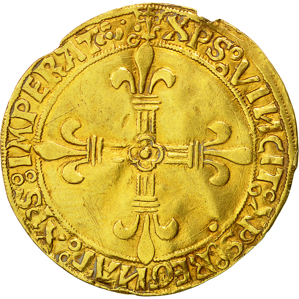 Moneta, Francia, Louis XII, Ecu d'or, Lyons, BB+, Oro, Duplessy:647