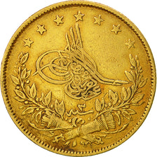 Turkey, Abdul Aziz, 100 Kurush, 1862, Qustantiniyah, EF(40-45), Gold, KM:696