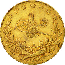 Munten, Turkije, Muhammad V, 100 Kurush, 1909, Qustantiniyah, ZF, Goud, KM:754