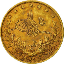 Turkey, Muhammad V, 100 Kurush, 1911, Qustantiniyah, EF(40-45), Gold, KM:754