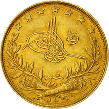Coin, Turkey, Muhammad V, 100 Kurush, 1913, Qustantiniyah, AU(50-53), Gold