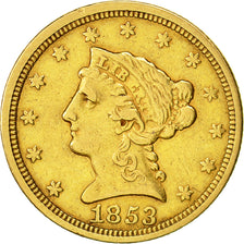 Coin, United States, Coronet Head, $2.50, Quarter Eagle, 1853, U.S. Mint