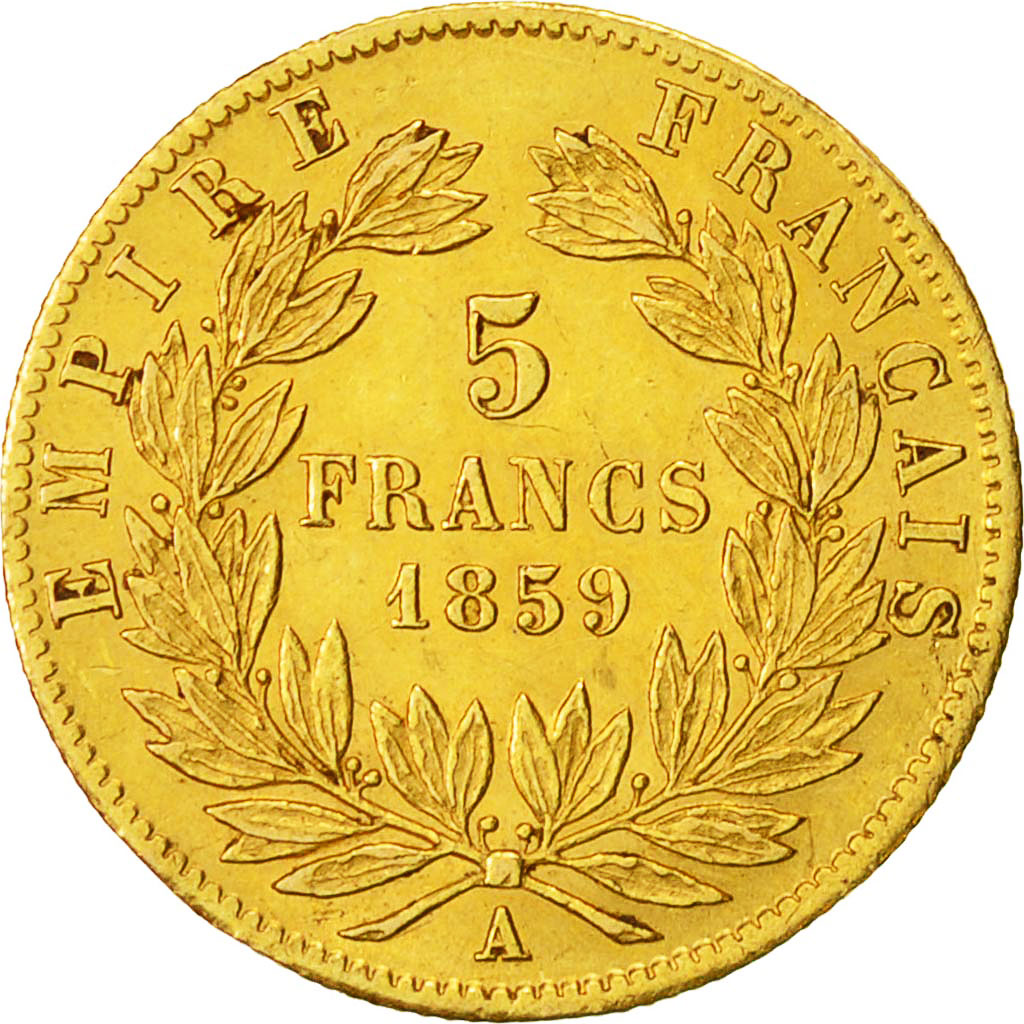 Munten, Frankrijk, Napoleon III, Napoléon III, 5 Francs, 1859, Paris, ZF+