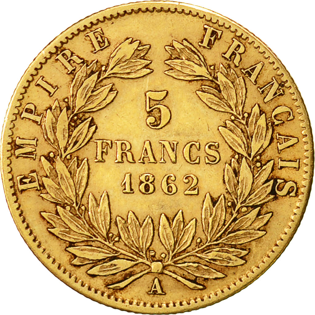 France, Napoleon III, 5 Francs, 1862, Paris, EF(40-45), Gold, KM:803.1