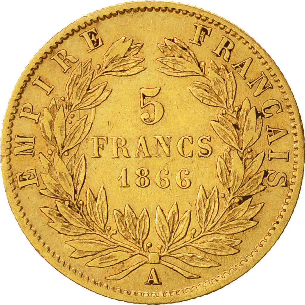 Monnaie, France, Napoleon III, Napoléon III, 5 Francs, 1866, Paris, TB+, Or