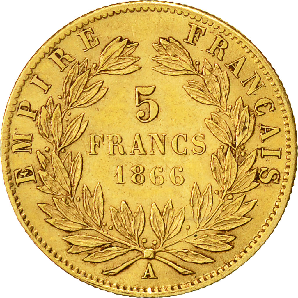 Coin, France, Napoleon III, Napoléon III, 5 Francs, 1866, Paris, AU(50-53)