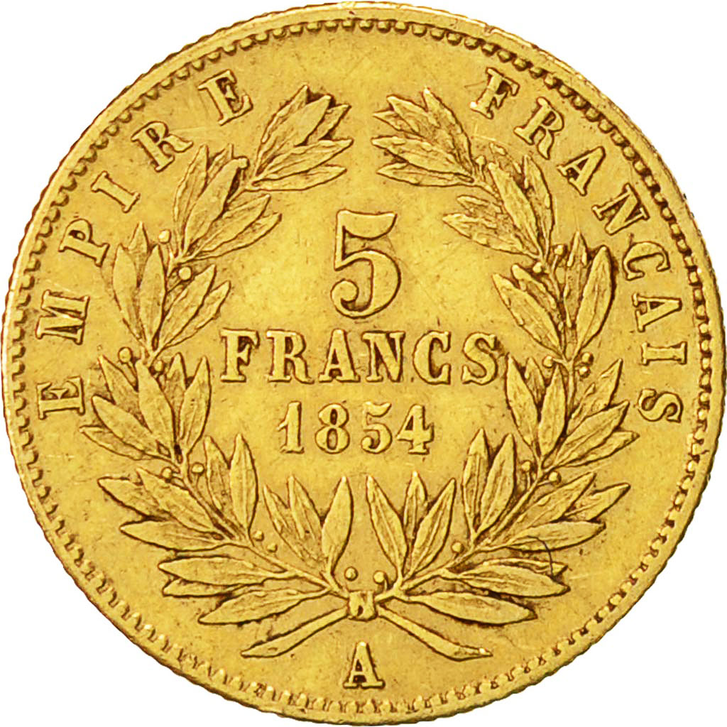 Coin, France, Napoleon III, Napoléon III, 5 Francs, 1854, Paris, AU(50-53)