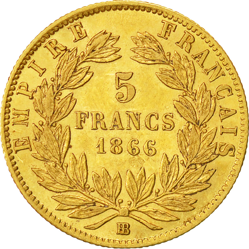 Coin, France, Napoleon III, Napoléon III, 5 Francs, 1866, Strasbourg