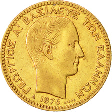 Moneda, Grecia, George I, 20 Drachmai, 1876, Paris, MBC, Oro, KM:49