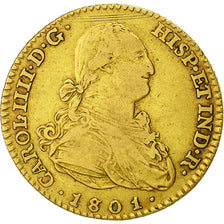 Monnaie, Espagne, Charles IV, 2 Escudos, 1801, Madrid, TB+, Or, KM:435.1