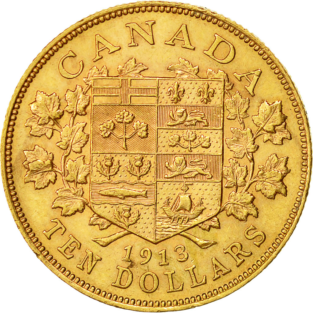 Canada, George V, 10 Dollars, 1913, Royal Canadian Mint, Ottawa, AU(55-58)