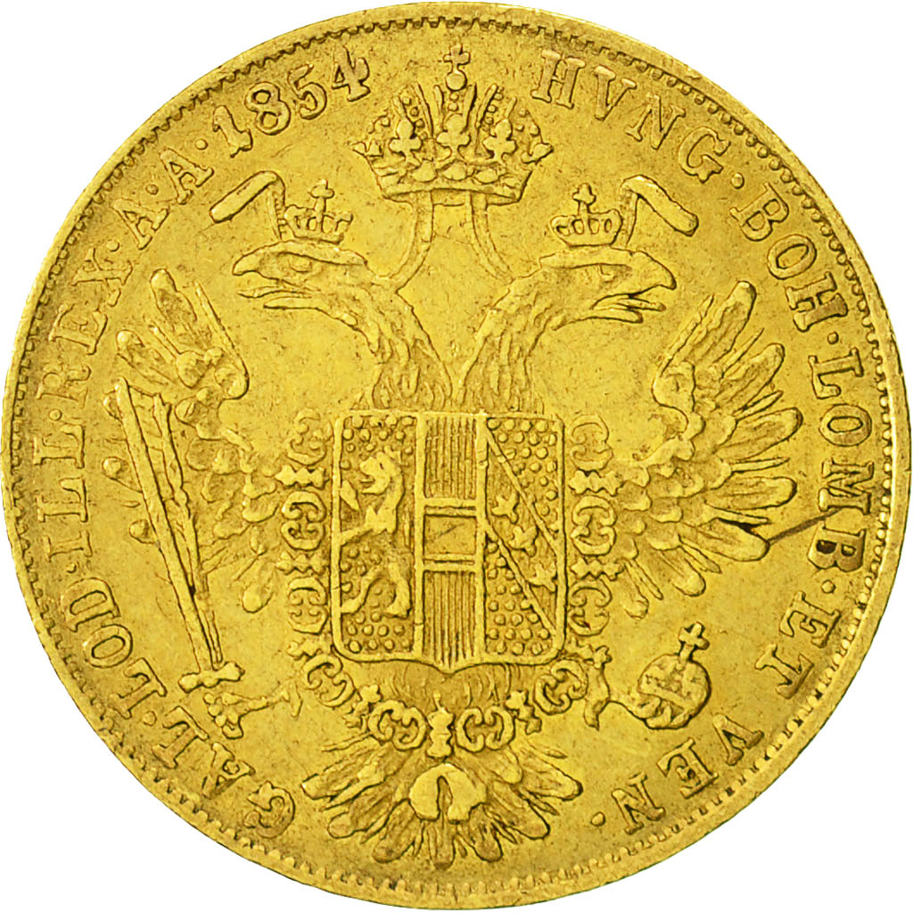 Coin, Austria, Franz Joseph I, Ducat, 1854, Vienne, EF(40-45), Gold, KM:2263