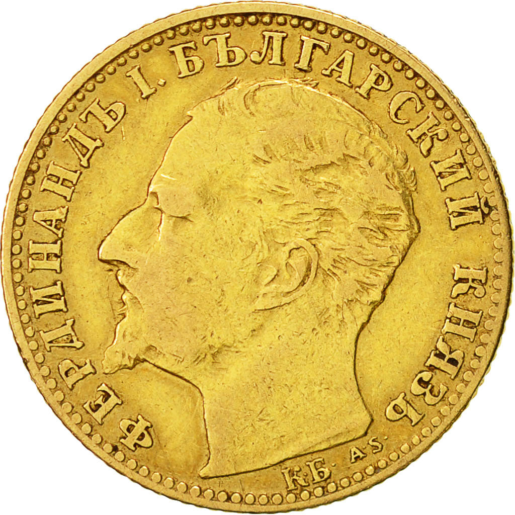 Bulgaria, Ferdinand I, 10 Leva, 1894, Kormoczbanya, Hungary, MB+, Oro, KM:19