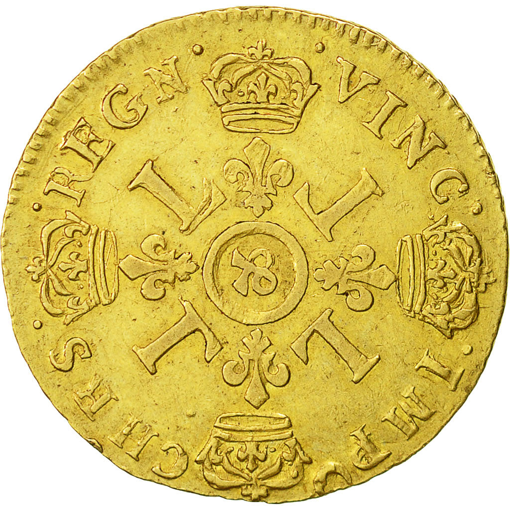Coin, France, Louis XIV, Louis d'or aux 4 L, Louis d'Or, 1694, Aix, EF(40-45)