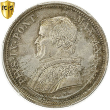 Coin, ITALIAN STATES, PAPAL STATES, Pius IX, 50 Baiocchi, 1853, Roma, PCGS