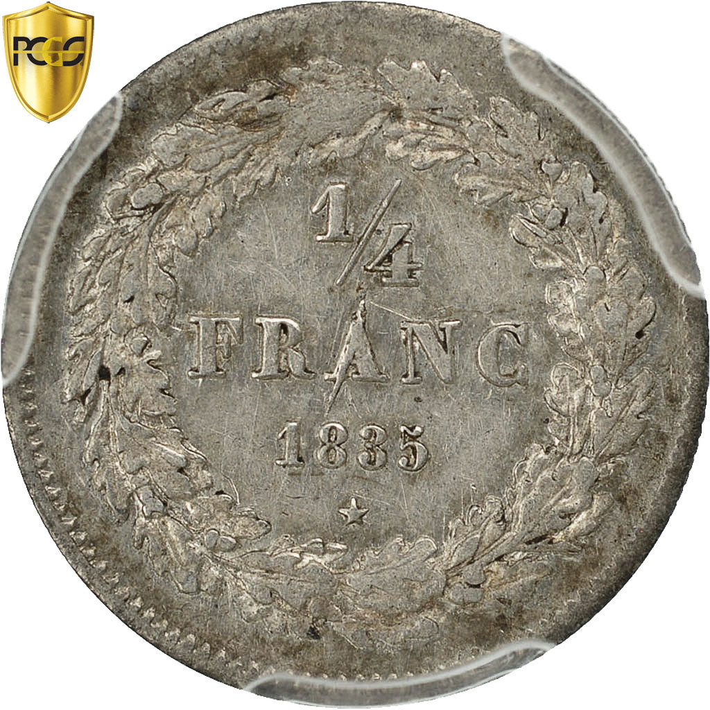 Coin, Belgium, Leopold I, 1/4 Franc, 1835, Brussels, PCGS, AU58, AU(55-58)