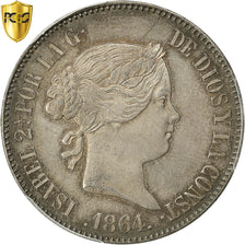 Munten, Spanje, Isabel II, 10 Reales, 1864, PCGS, MS65, FDC, Zilver, KM:611.2
