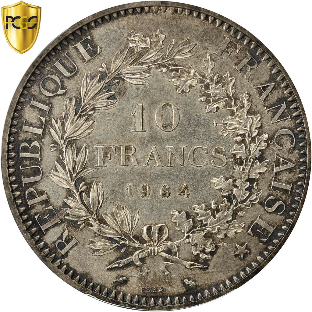 Coin, France, 10 Francs, 1964, Paris, PCGS, SP65, MS(65-70), Silver, KM:E111