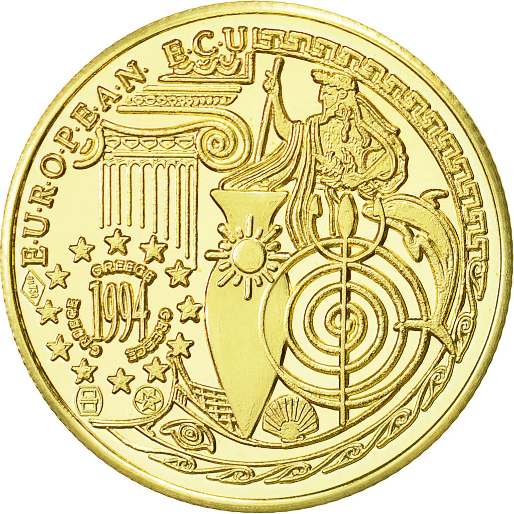 Grecia, Medal, Ecu Europa, 1994, FDC, Oro